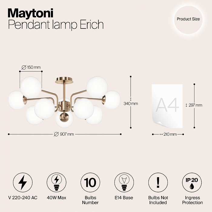 Светильник потолочная Maytoni MOD221PL-10G