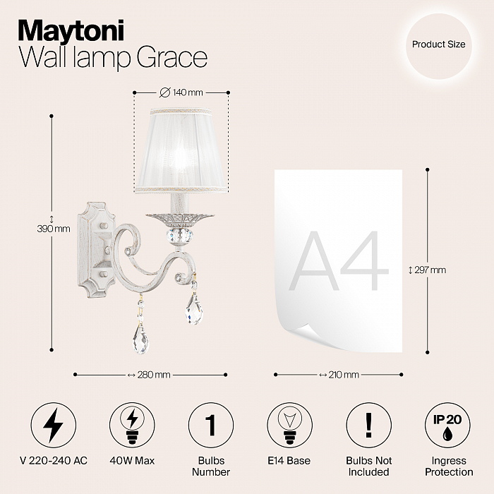 Бра на 1 лампу Maytoni ARM247-01-G