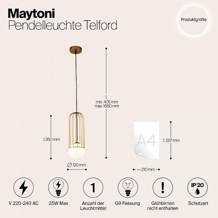 Светильник одинарный Maytoni P361PL-01G