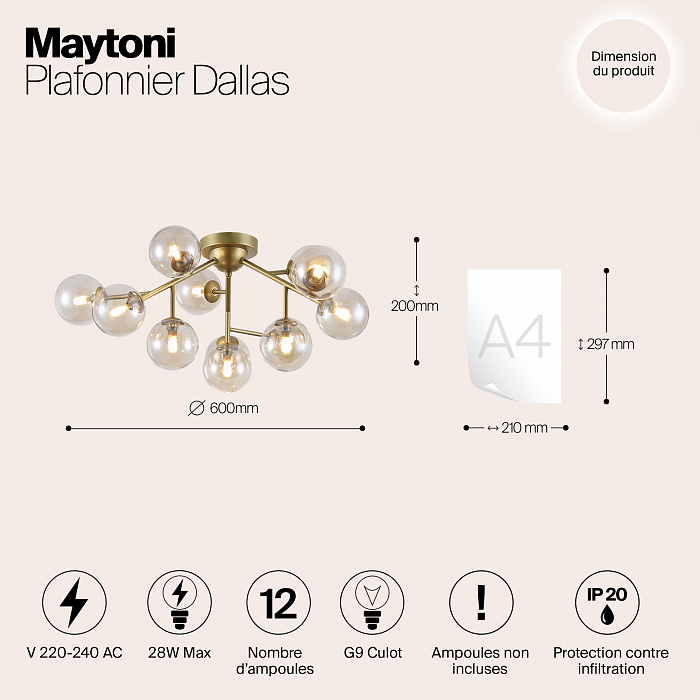 Светильник потолочная Maytoni MOD545PL-12G