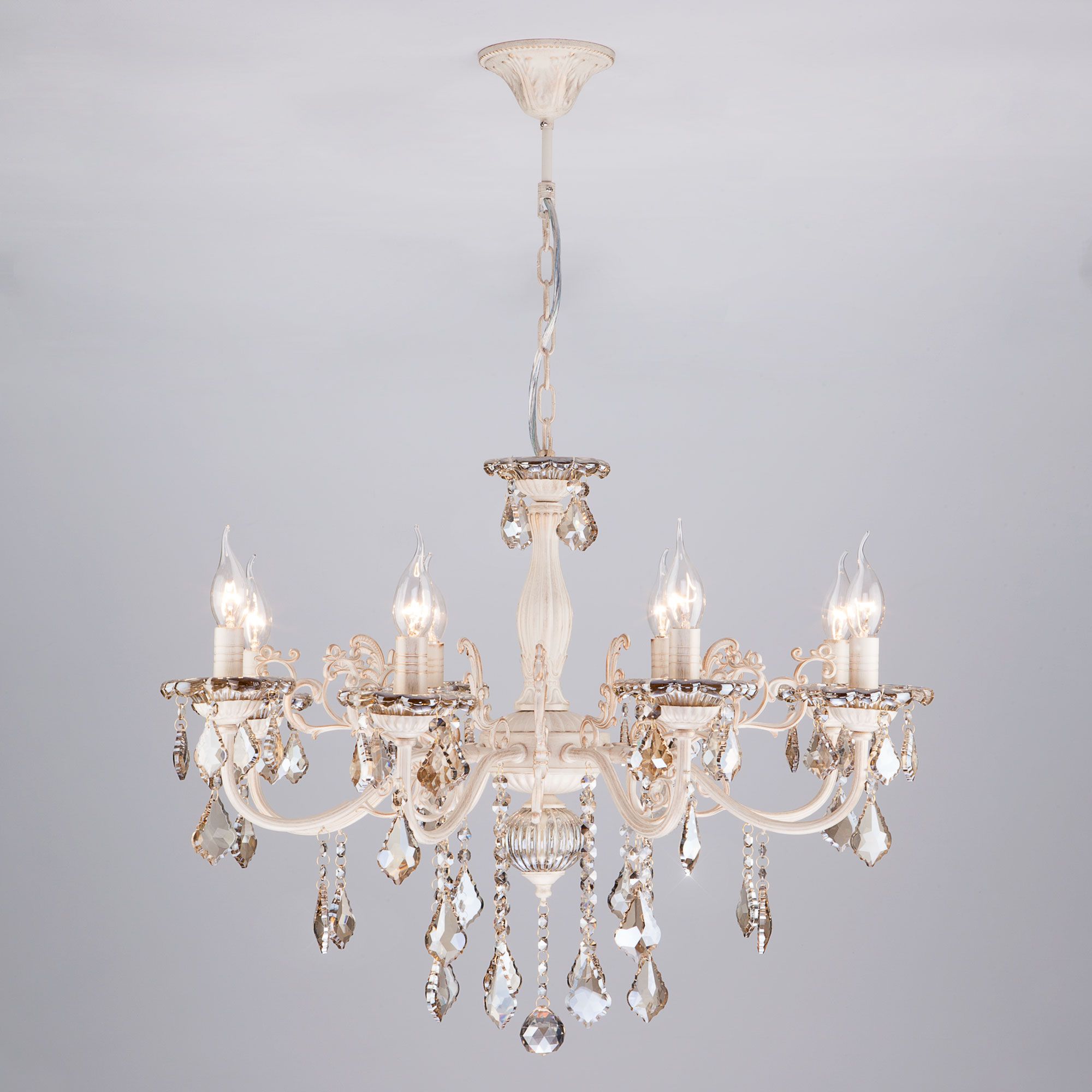 Люстра подвесная Eurosvet 3281/8 белый с золотом / тонированный хрусталь