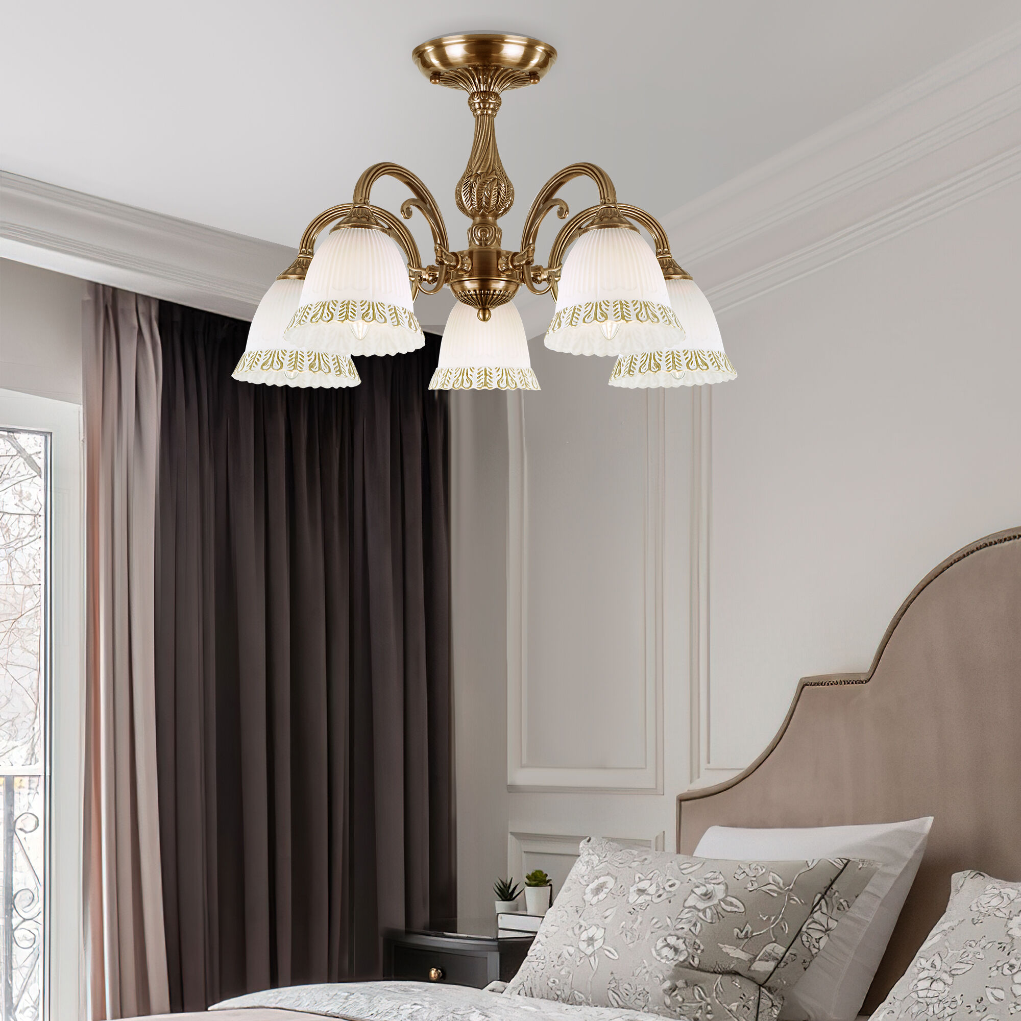 Люстра Eurosvet 60107/5 античная бронза