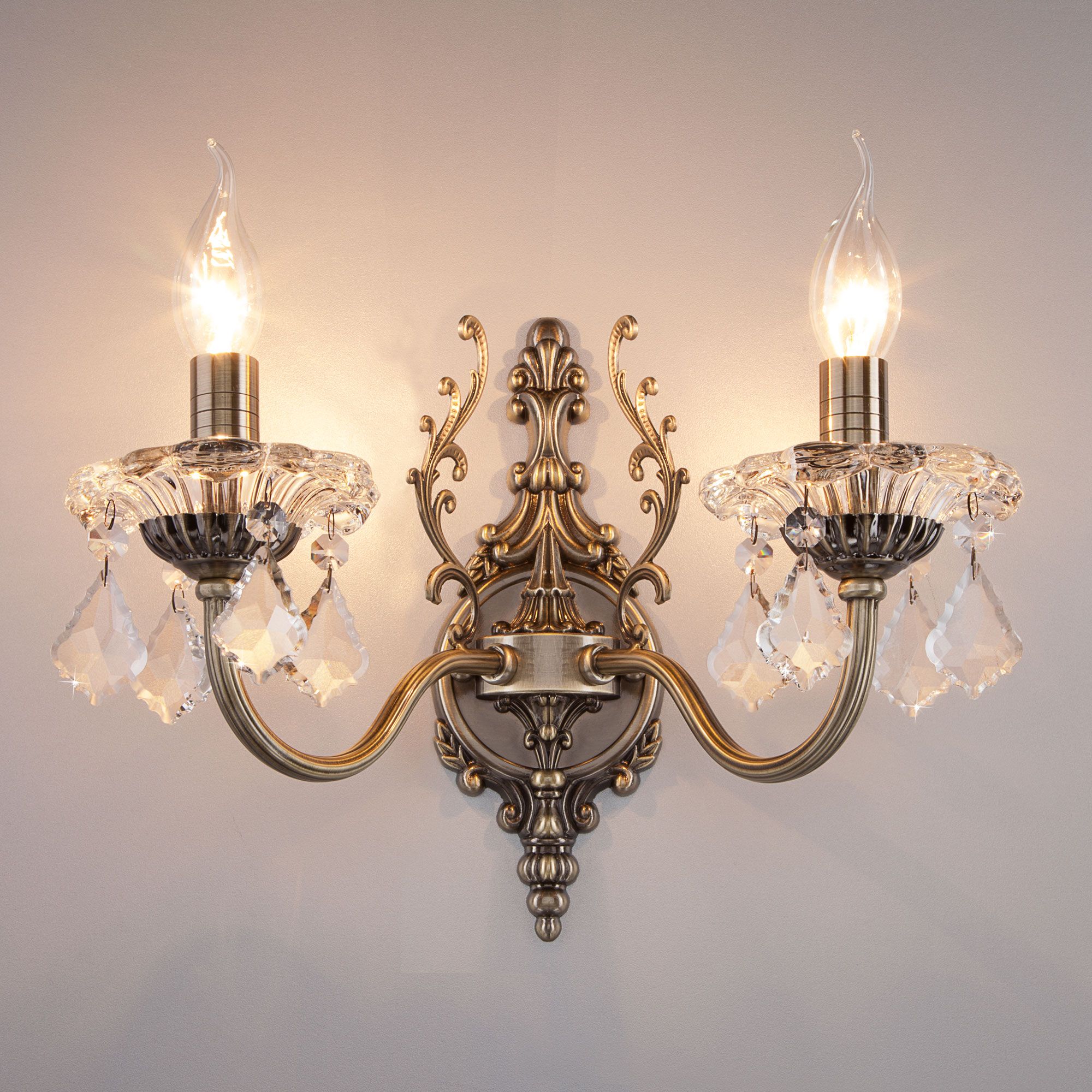 Бра Eurosvet 3281/2 античная бронза / прозрачный хрусталь