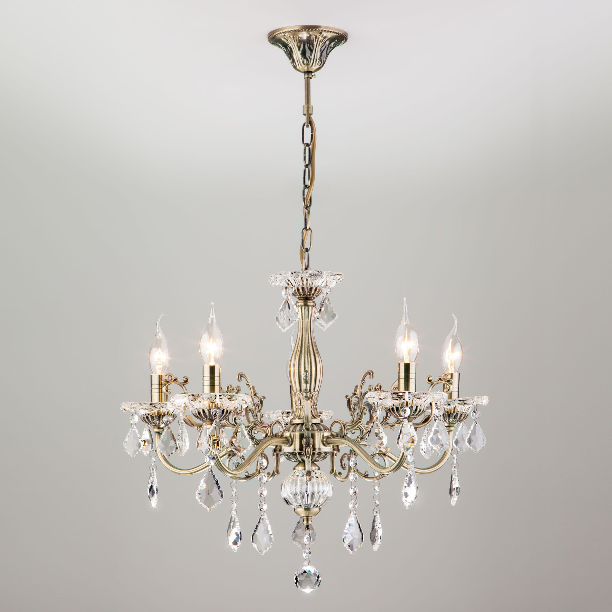 Люстра Eurosvet 3281/5 античная бронза / прозрачный хрусталь