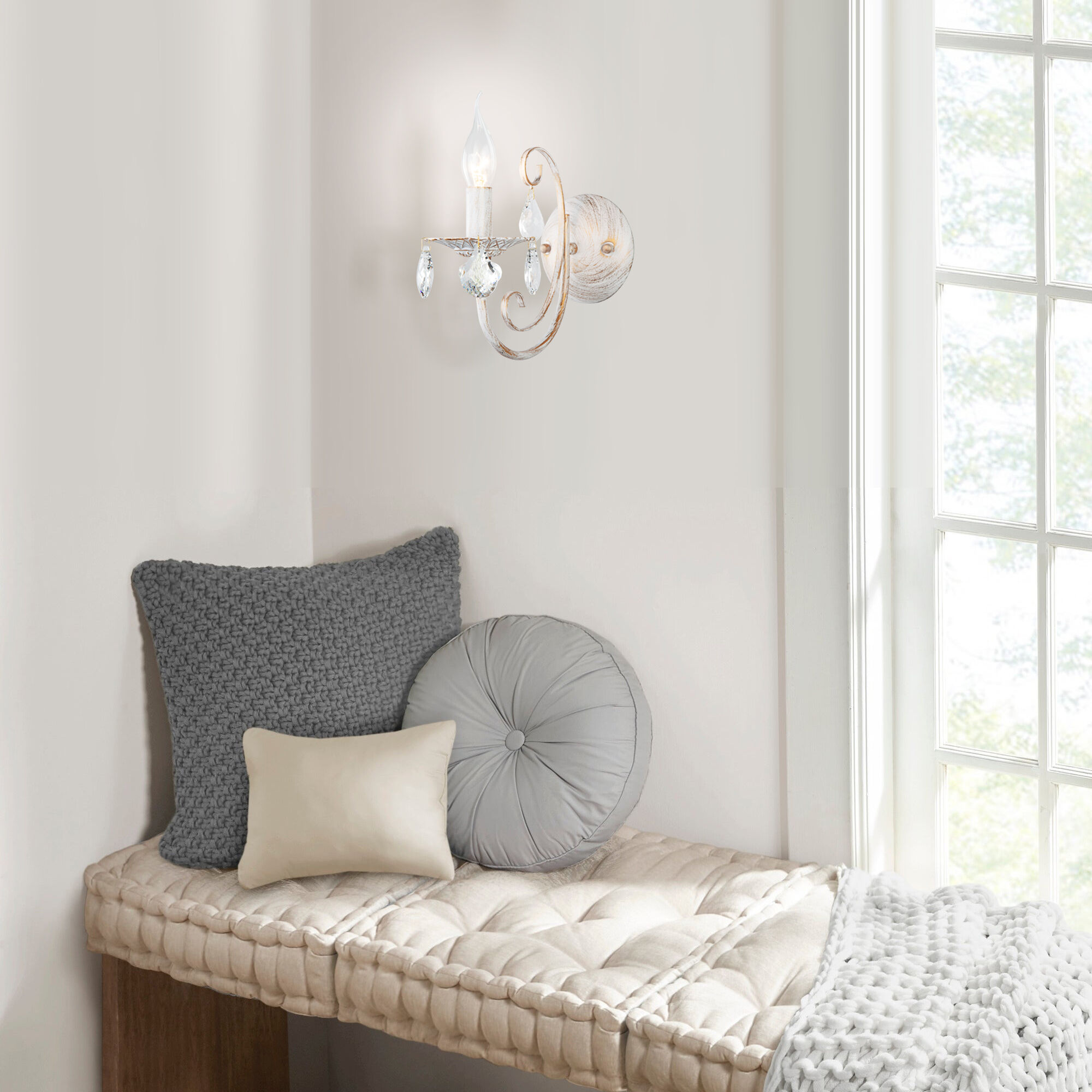 Бра на 1 лампу Eurosvet 3305/1 белый с золотом / прозрачный хрусталь