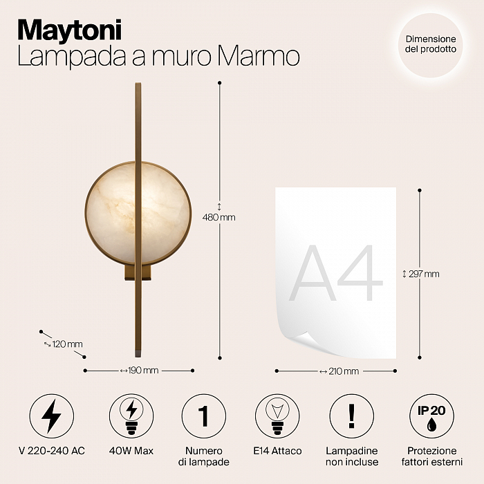 Бра на 1 лампу Maytoni MOD099WL-01G