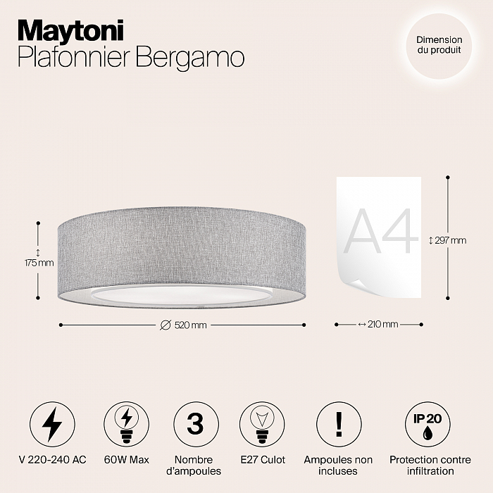 Светильник потолочная Maytoni MOD613CL-04GR