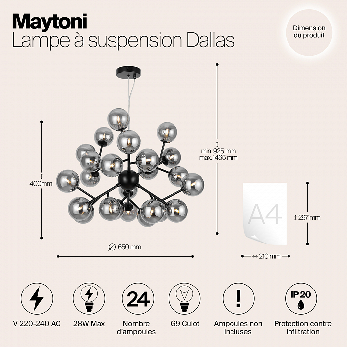 Светильник подвесная Maytoni MOD545PL-24B