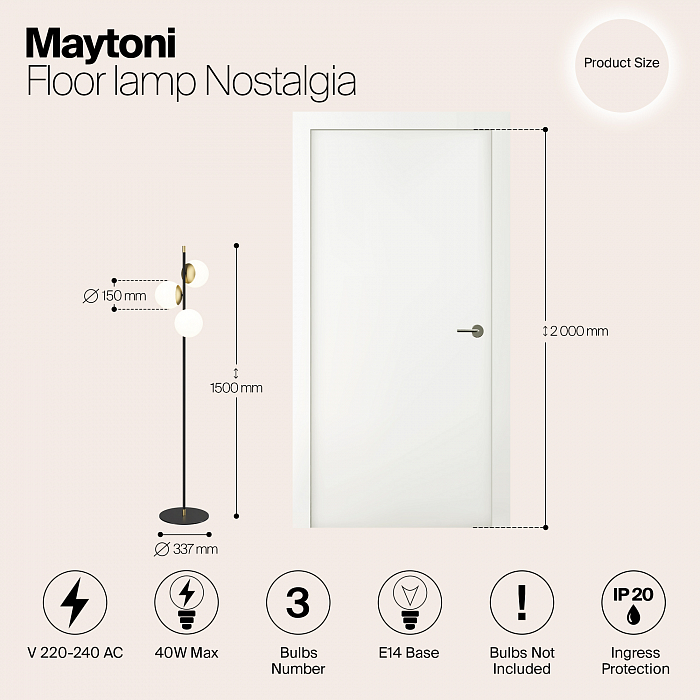 Торшер на 2 и более ламп Maytoni MOD048FL-03G