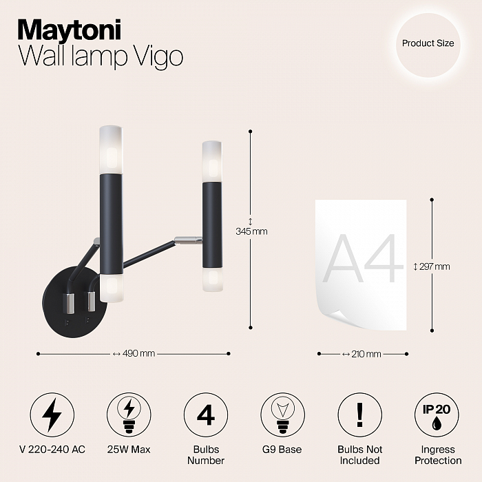 Бра на 3 и более ламп Maytoni MOD620WL-04B