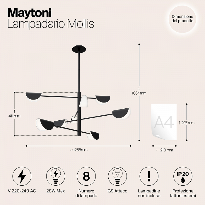 Люстра на штанге Maytoni MOD126PL-08B