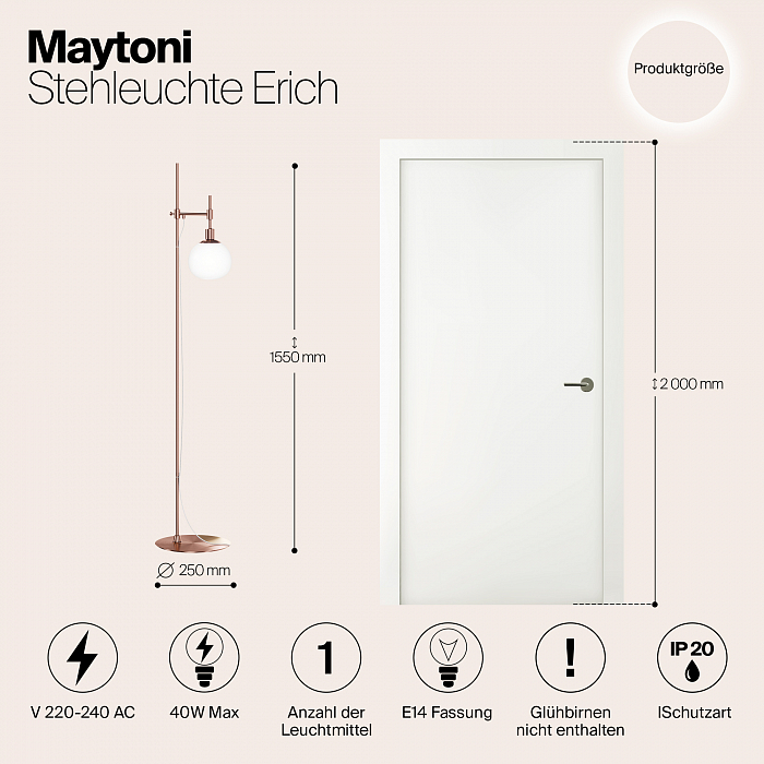 Торшер на 1 лампу Maytoni MOD221-FL-01-G