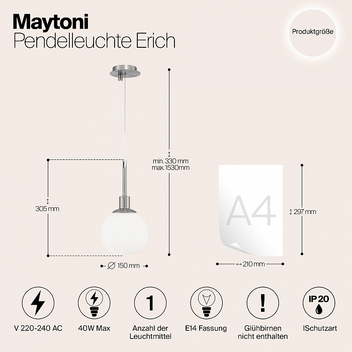 Светильник одинарный Maytoni MOD221-PL-01-G