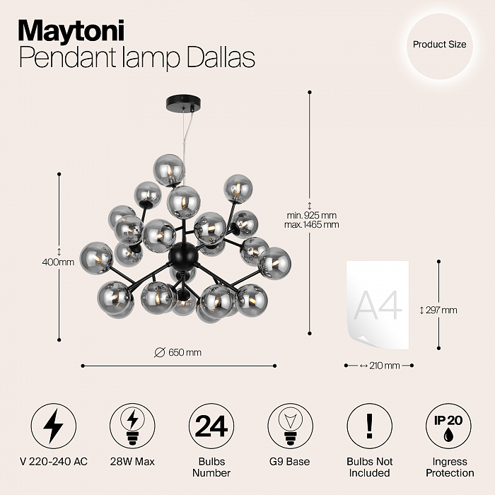 Светильник подвесная Maytoni MOD545PL-24B