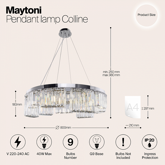 Светильник подвесная Maytoni MOD083PL-09CH