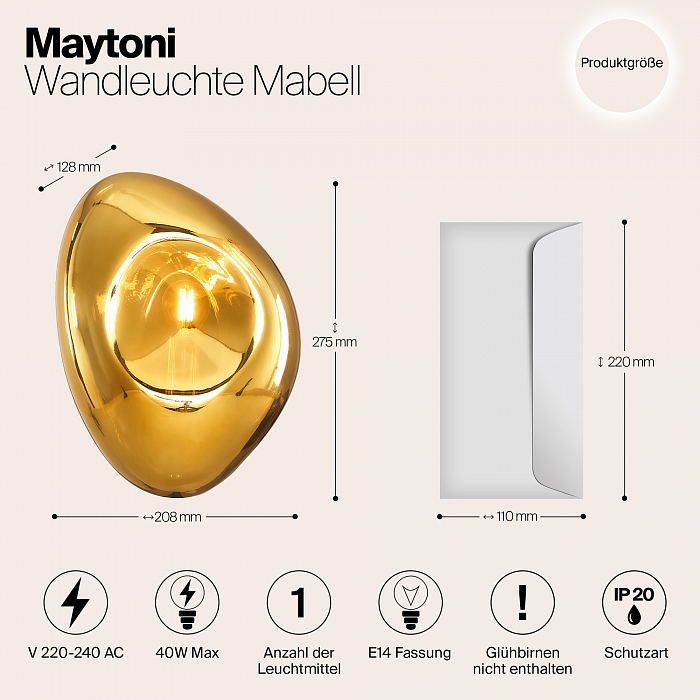Бра на 1 лампу Maytoni MOD306WL-01G