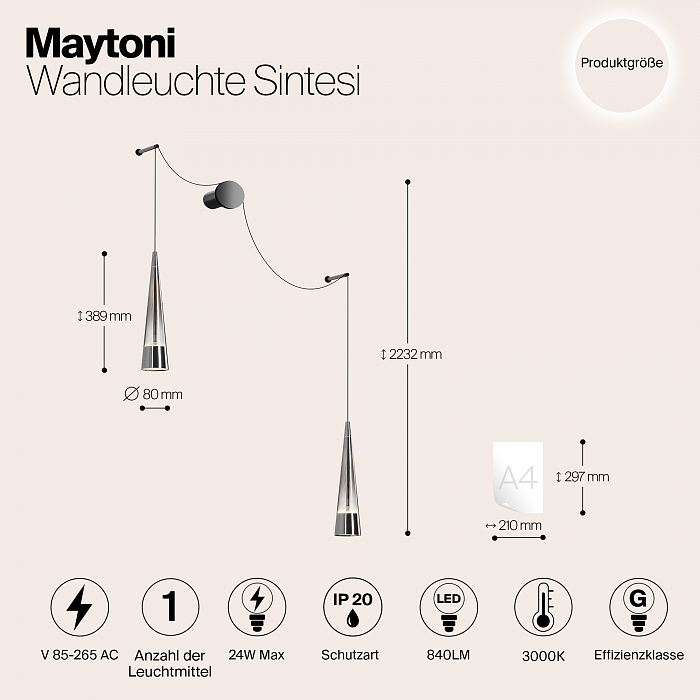 Бра на 2 лампы Maytoni P090WL-L24CH3K