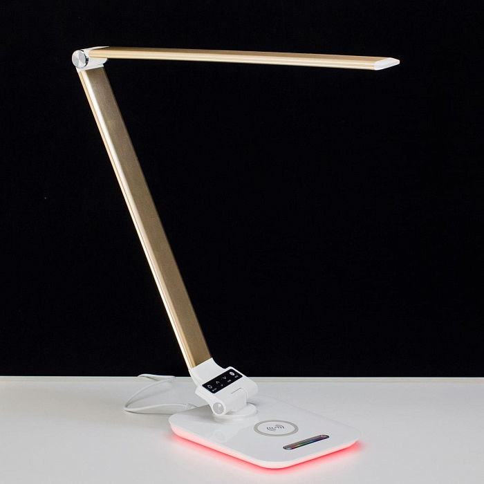 CL803012 Ньютон Бел-Золотой, RGB+USB+Qi Настольная лампа для школьников  CL803012