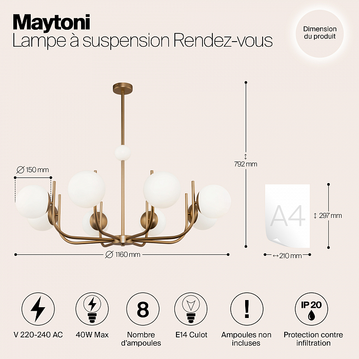 Светильник подвесная Maytoni MOD109PL-08BS