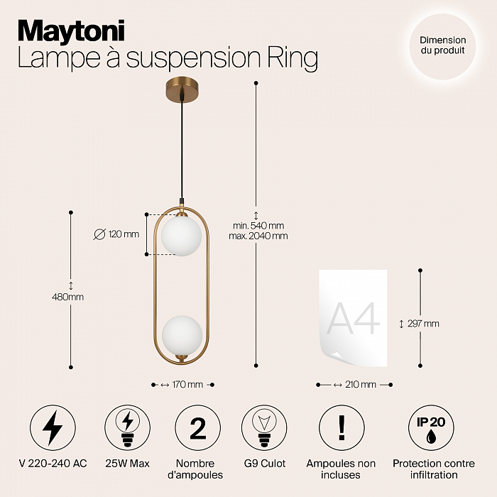 Светильник двойной Maytoni MOD013PL-02BS1