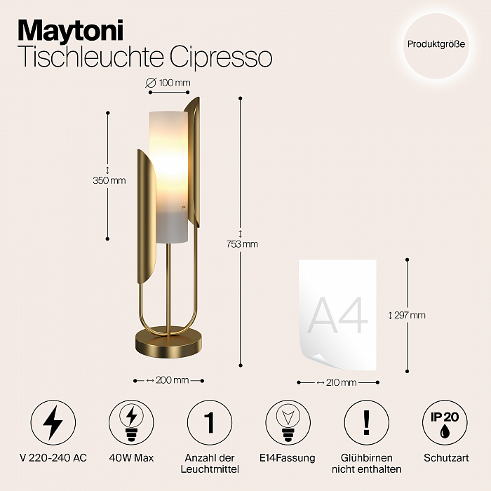 Настольная лампа интерьерная Maytoni Z014TL-01G