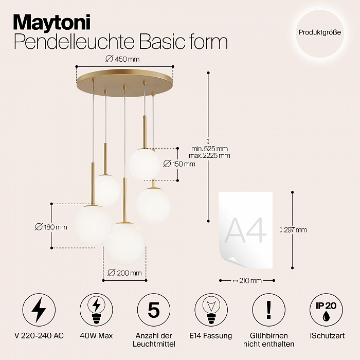 Светильник большой Maytoni MOD321PL-05G1