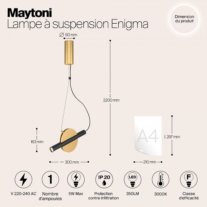 Светильник светодиодный Maytoni MOD150PL-L5BS3K