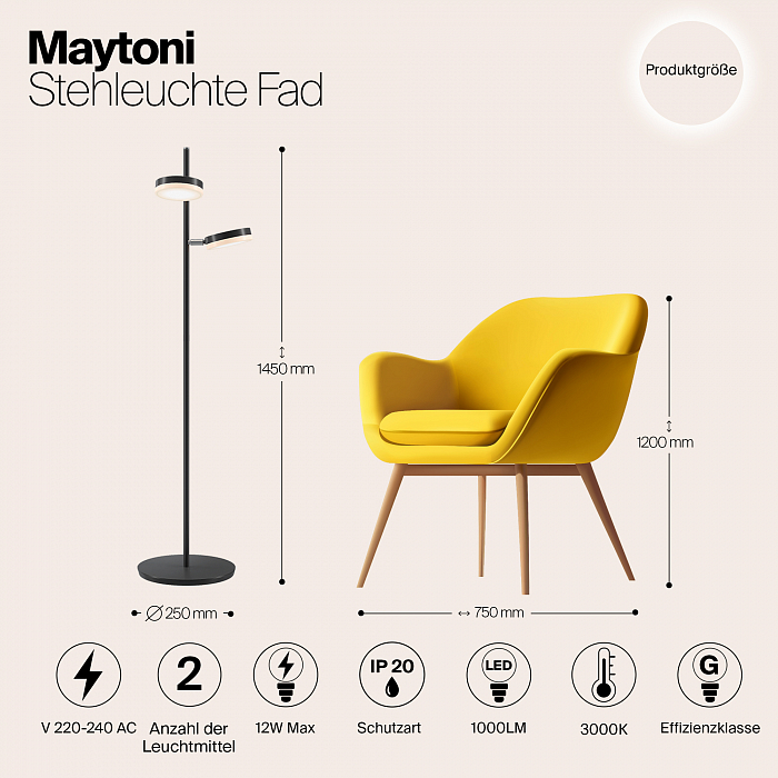 Торшер на 2 и более ламп Maytoni MOD070FL-L12B3K