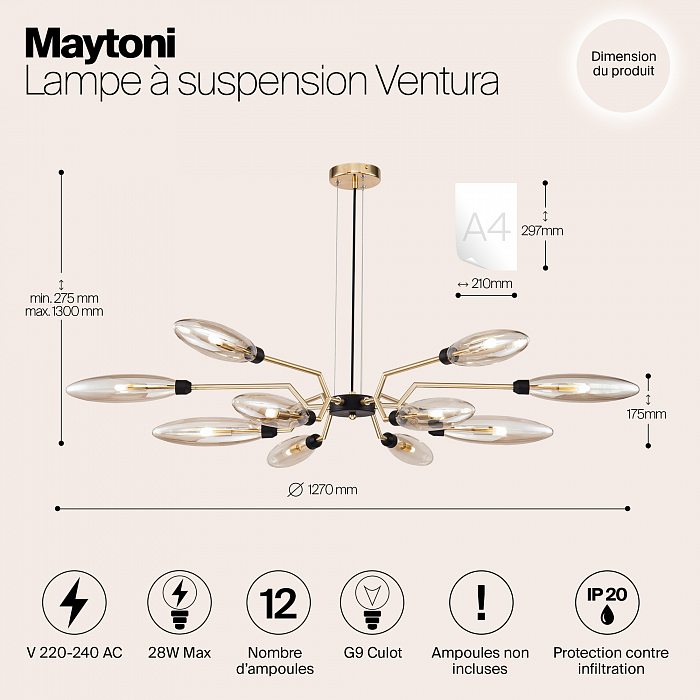 Светильник подвесная Maytoni MOD012CL-12G