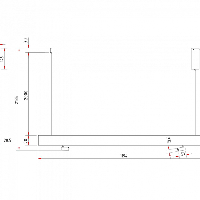 Светильник светодиодный Technical P068PL-L27W4K