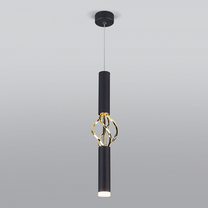 Люстра одинарный Eurosvet 50191/1 LED черный/золото