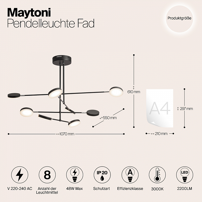 Светильник на штанге Maytoni MOD070PL-L48B3K