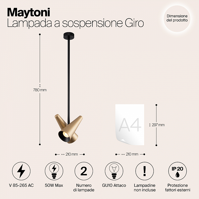 Светильник одинарный Maytoni MOD095PL-02BS