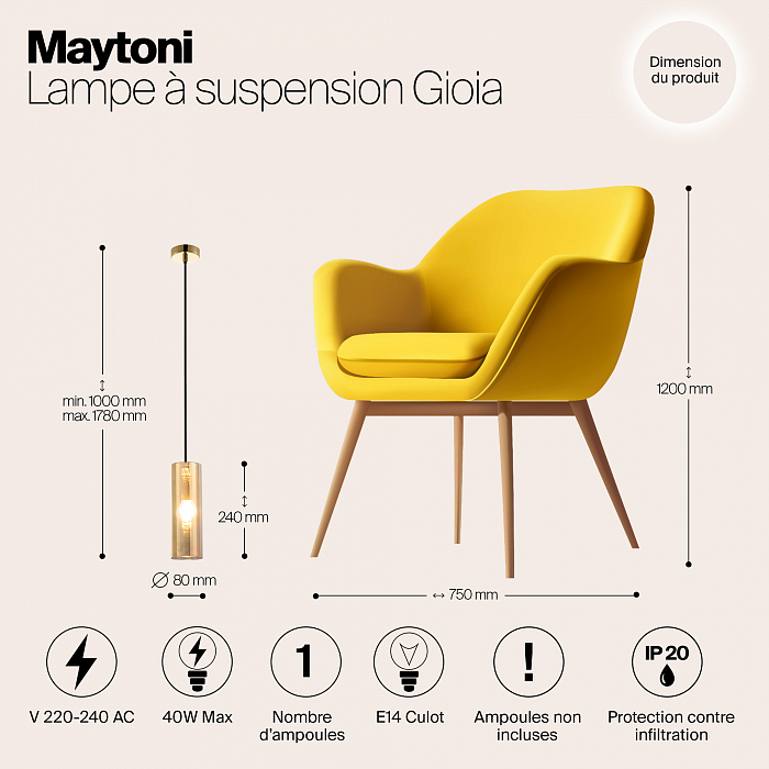 Светильник одинарный Maytoni P011PL-01G
