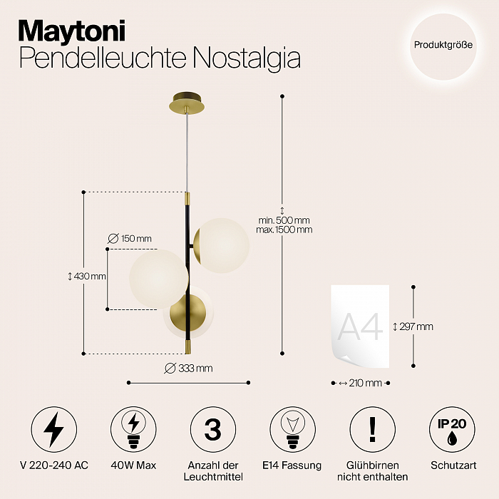 Светильник одинарный Maytoni MOD048PL-03G