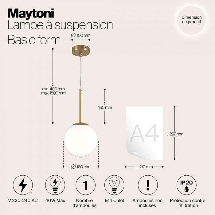 Светильник одинарный Maytoni MOD321PL-01G2