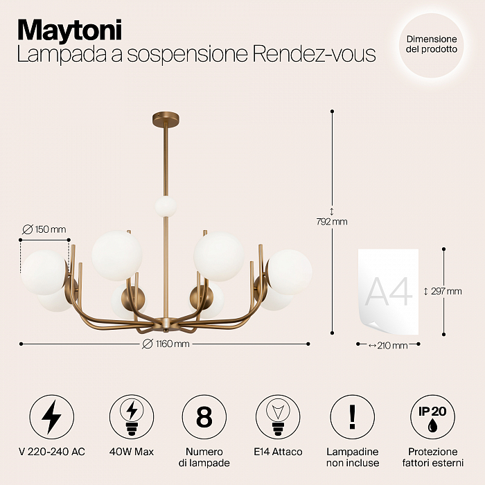 Светильник подвесная Maytoni MOD109PL-08BS