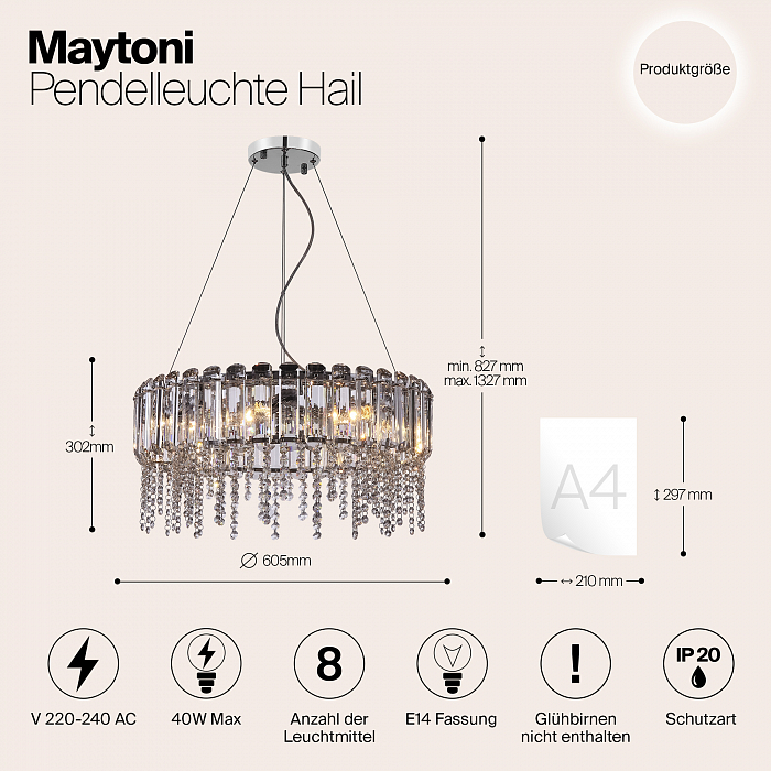 Светильник подвесная Maytoni MOD097PL-08CH
