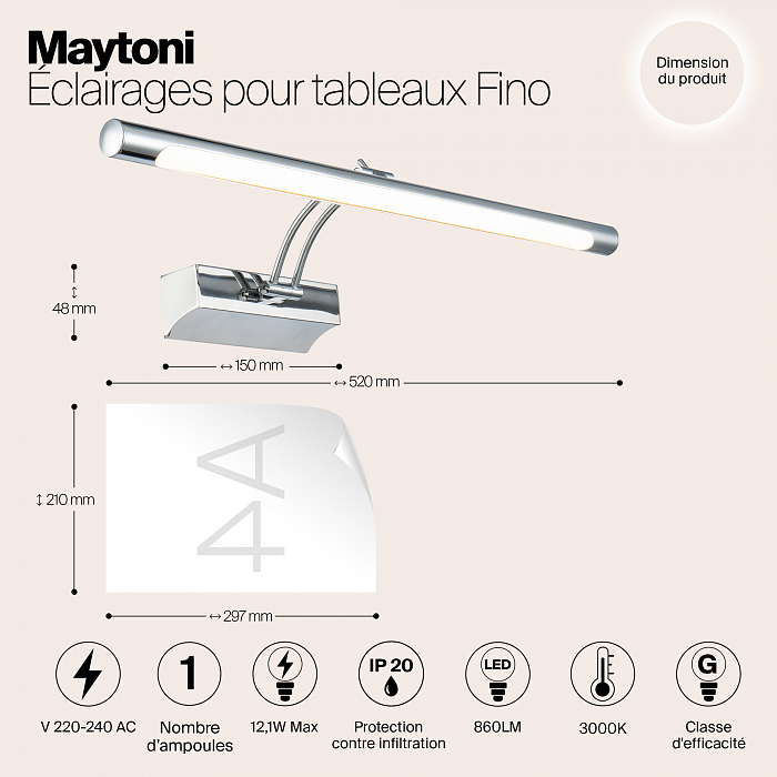 Интерьерная подсветка подсветка картины Maytoni MIR003WL-L12CH