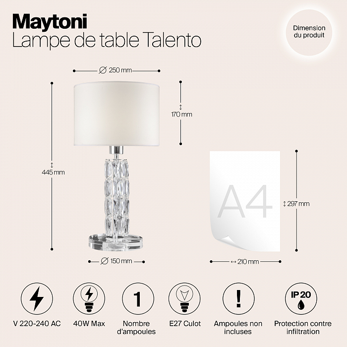 Настольная лампа интерьерная Maytoni DIA008TL-01CH