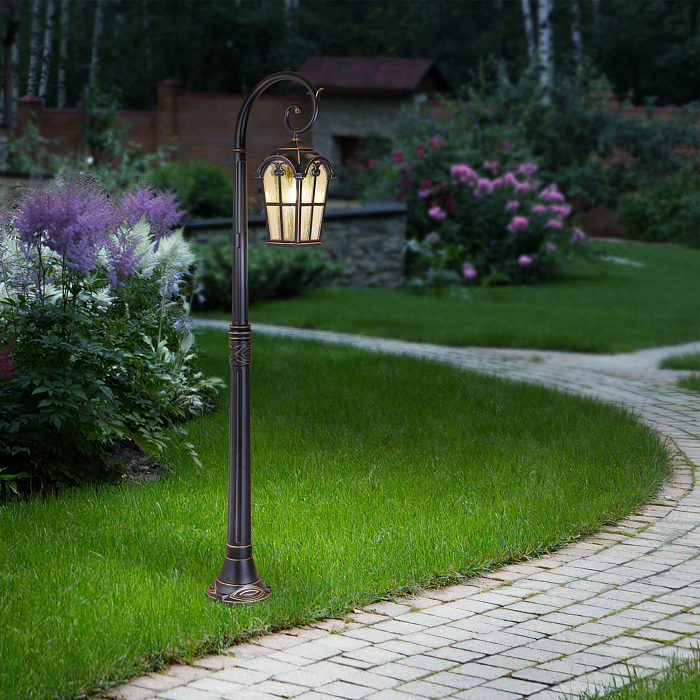 Mira F черное золото уличный светильник на столбе IP33 GL 1001F Уличный светильник на столбе Elektrostandard GL 1001F