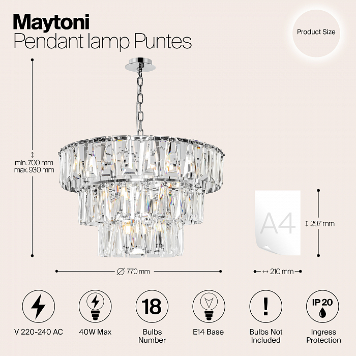 Светильник подвесная Maytoni MOD043PL-18CH