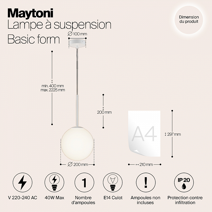 Светильник одинарный Maytoni MOD321PL-01W1