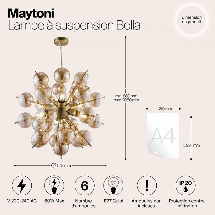 Светильник подвесная Maytoni MOD133PL-06BS
