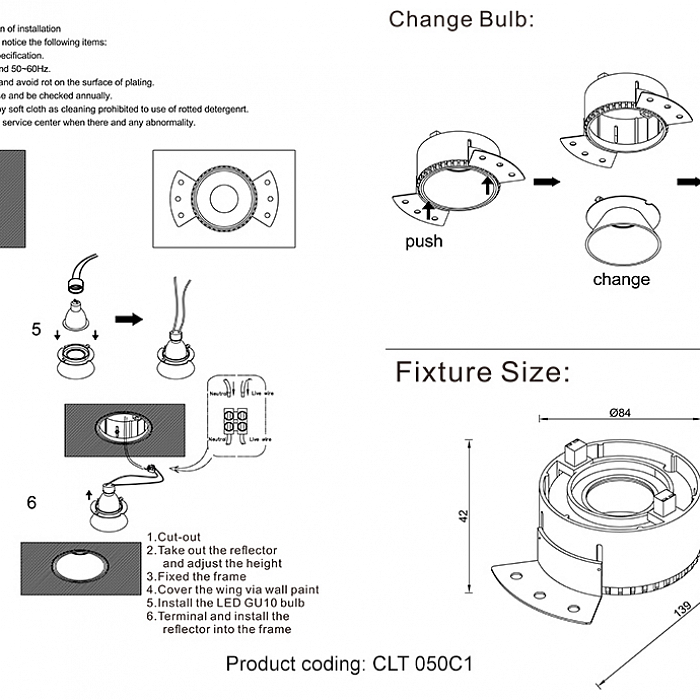 Светильник встраиваемый Crystal Lux CLT 050C1 WH-CH