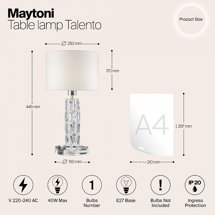 Настольная лампа интерьерная Maytoni DIA008TL-01CH