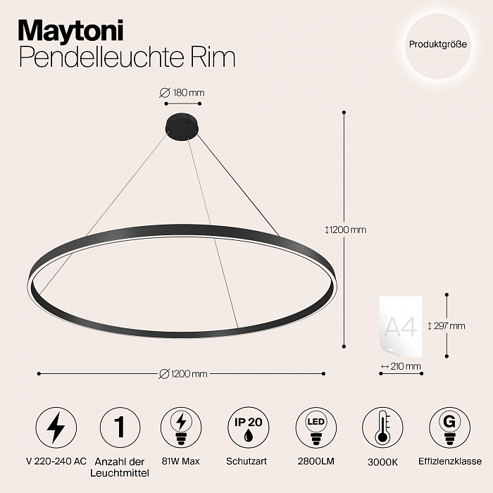 Светильник светодиодный Maytoni MOD058PL-L65B3K