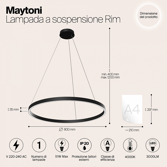 Светильник подвесная Maytoni MOD058PL-L42B4K