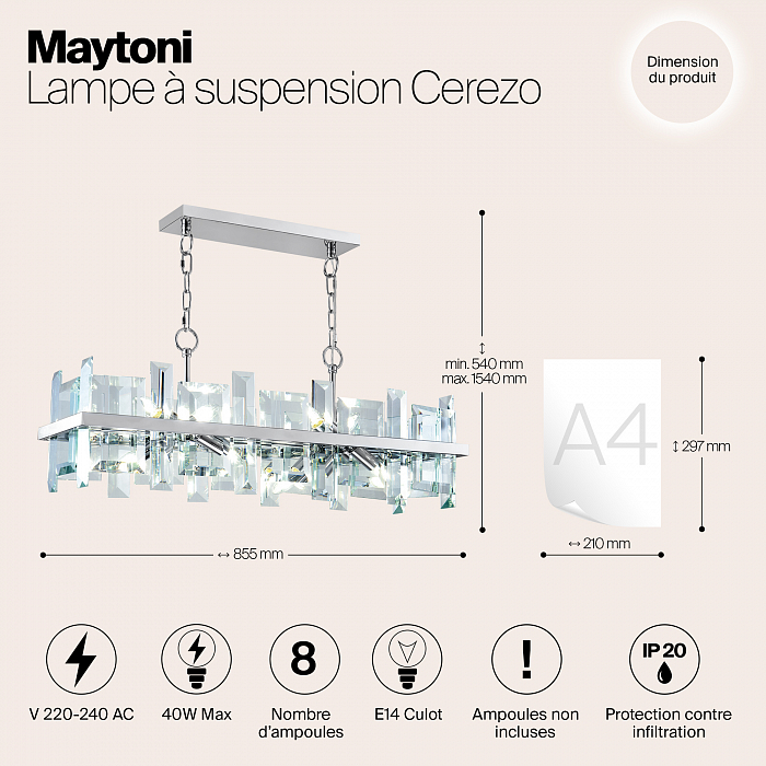 Светильник подвесная Maytoni MOD201PL-08N