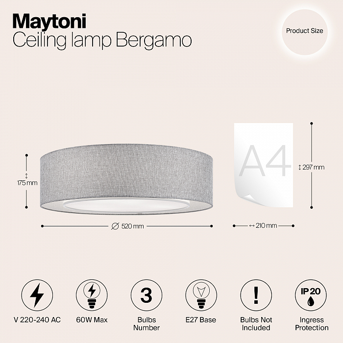Светильник потолочная Maytoni MOD613CL-04GR